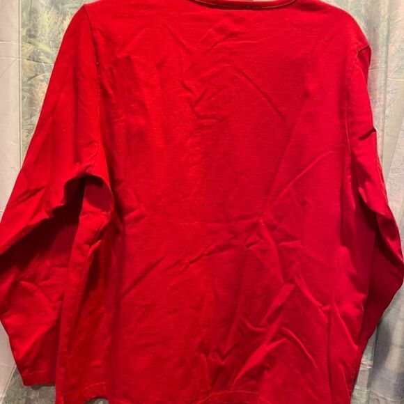 Quacker Factory Woman’s Glass Beaded Christmas Tree long sleeved red shirt XL - Picture 9 of 11